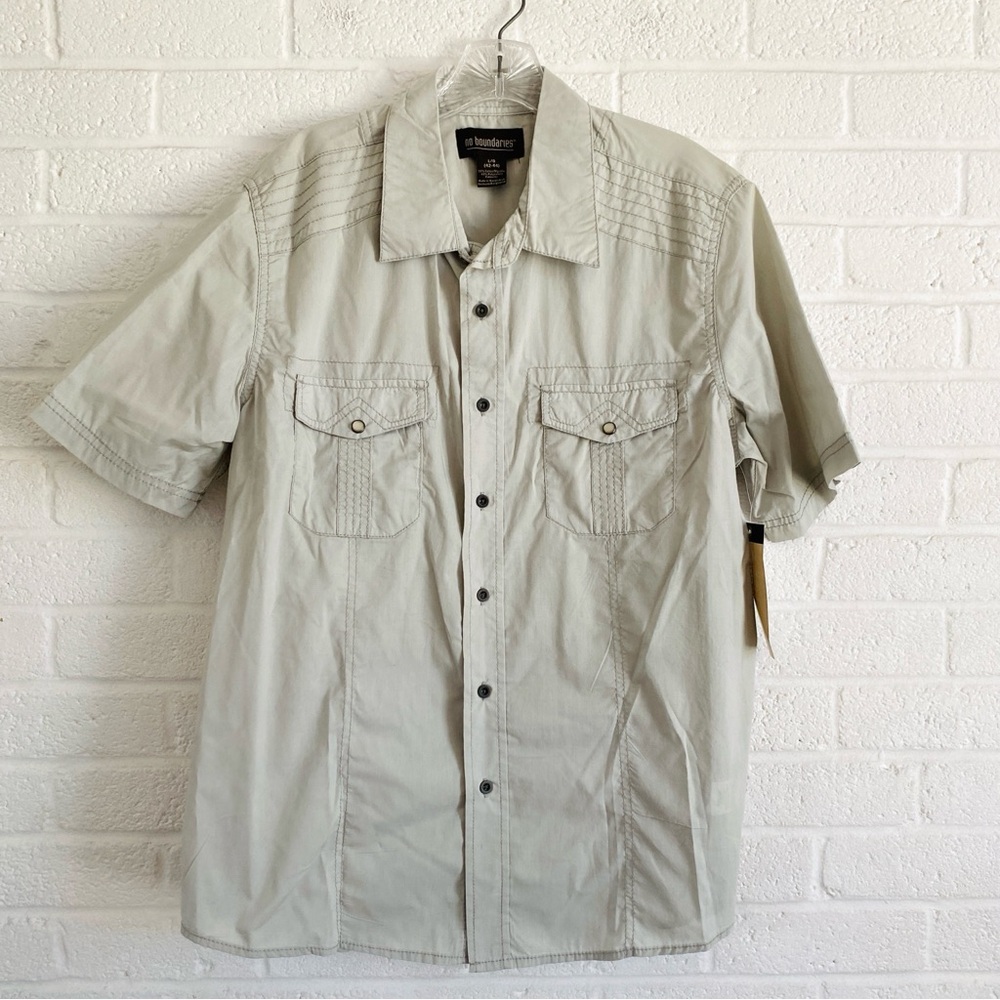 No Boundaries khaki Shirt Large NWT Summer